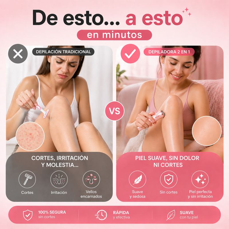 Depiladora Segura 2 en 1™  Sin Dolor ni Irritación