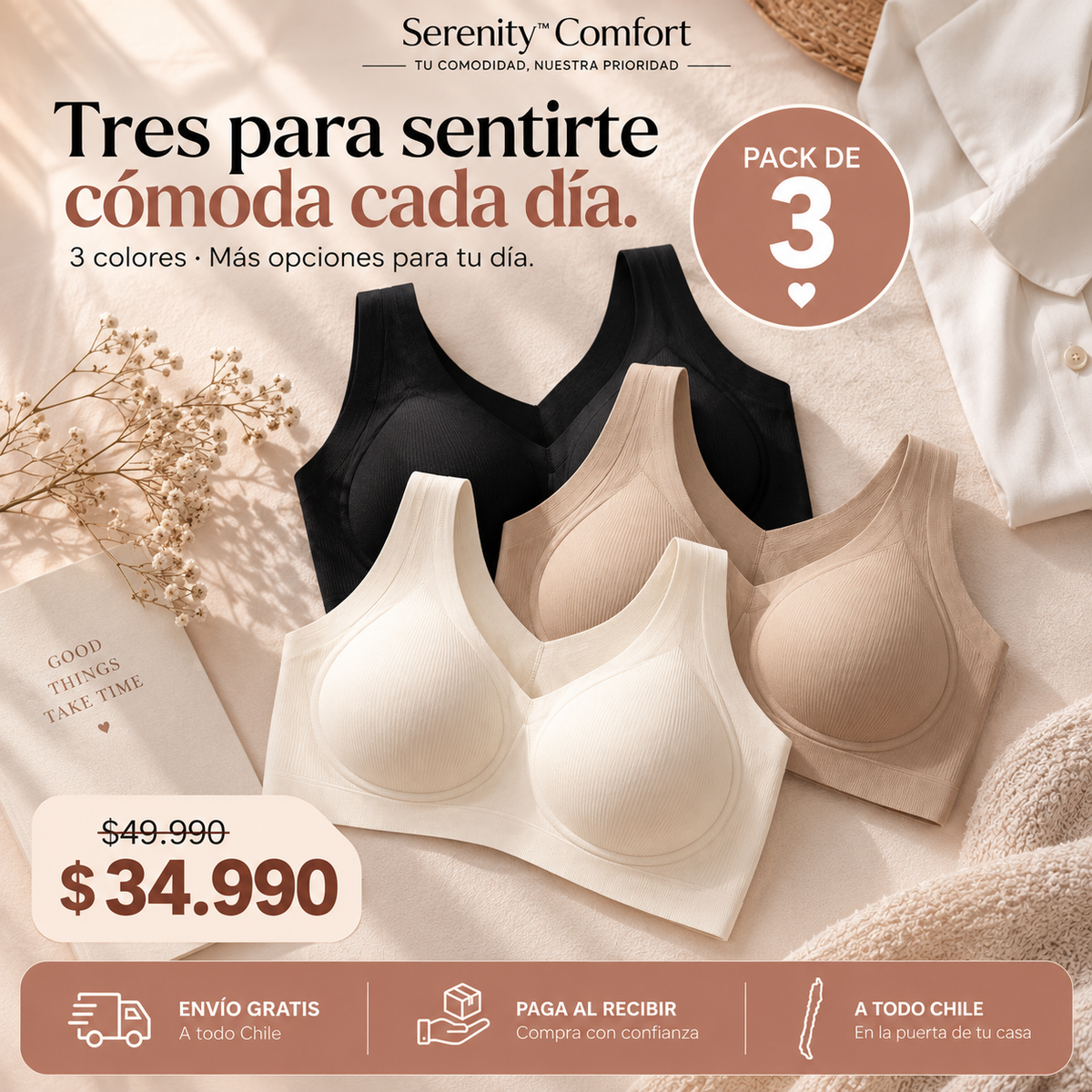 Serenity™ Comfort | Sostén Premium Sin Aros