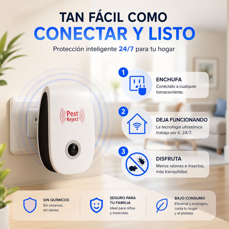 Repelente Ultrasónico PRO™ 2x1 | Hogar libre de plagas sin venenos
