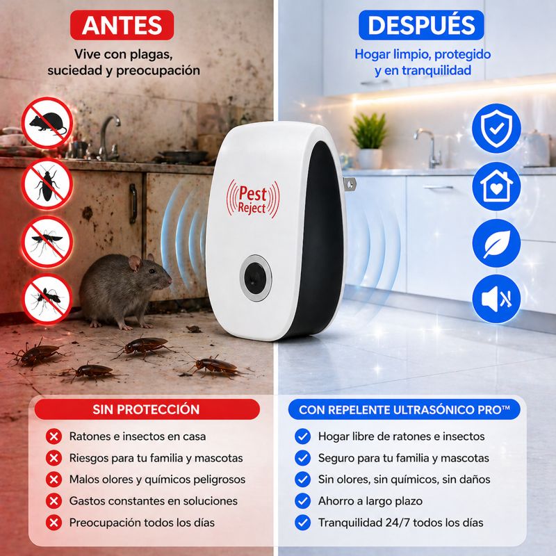 Repelente Ultrasónico PRO™ 2x1 | Hogar libre de plagas sin venenos
