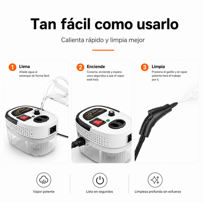 Limpiador a Vapor Portátil 2500W PRO™ | Adiós grasa pegada al instante