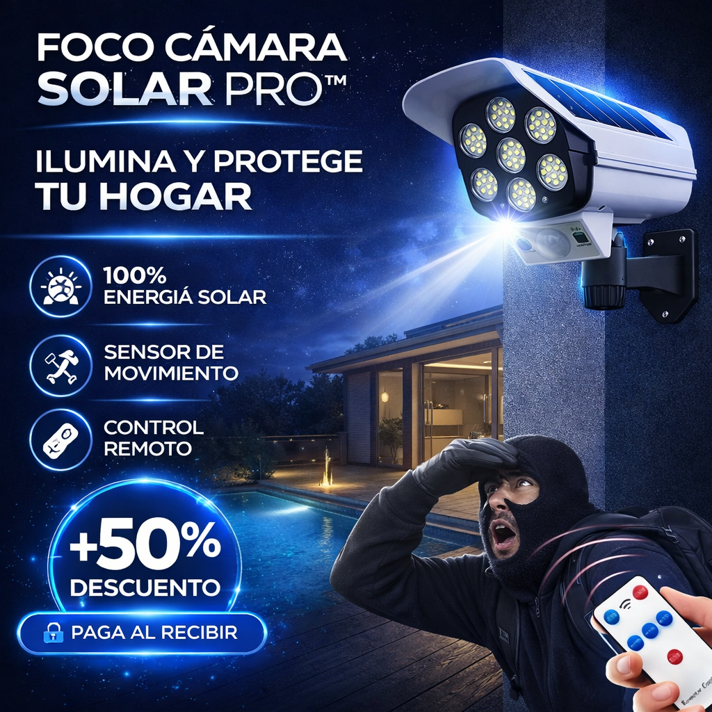 Foco Tipo Cámara Solar PRO™ – Ilumina y Protege Tu Hogar