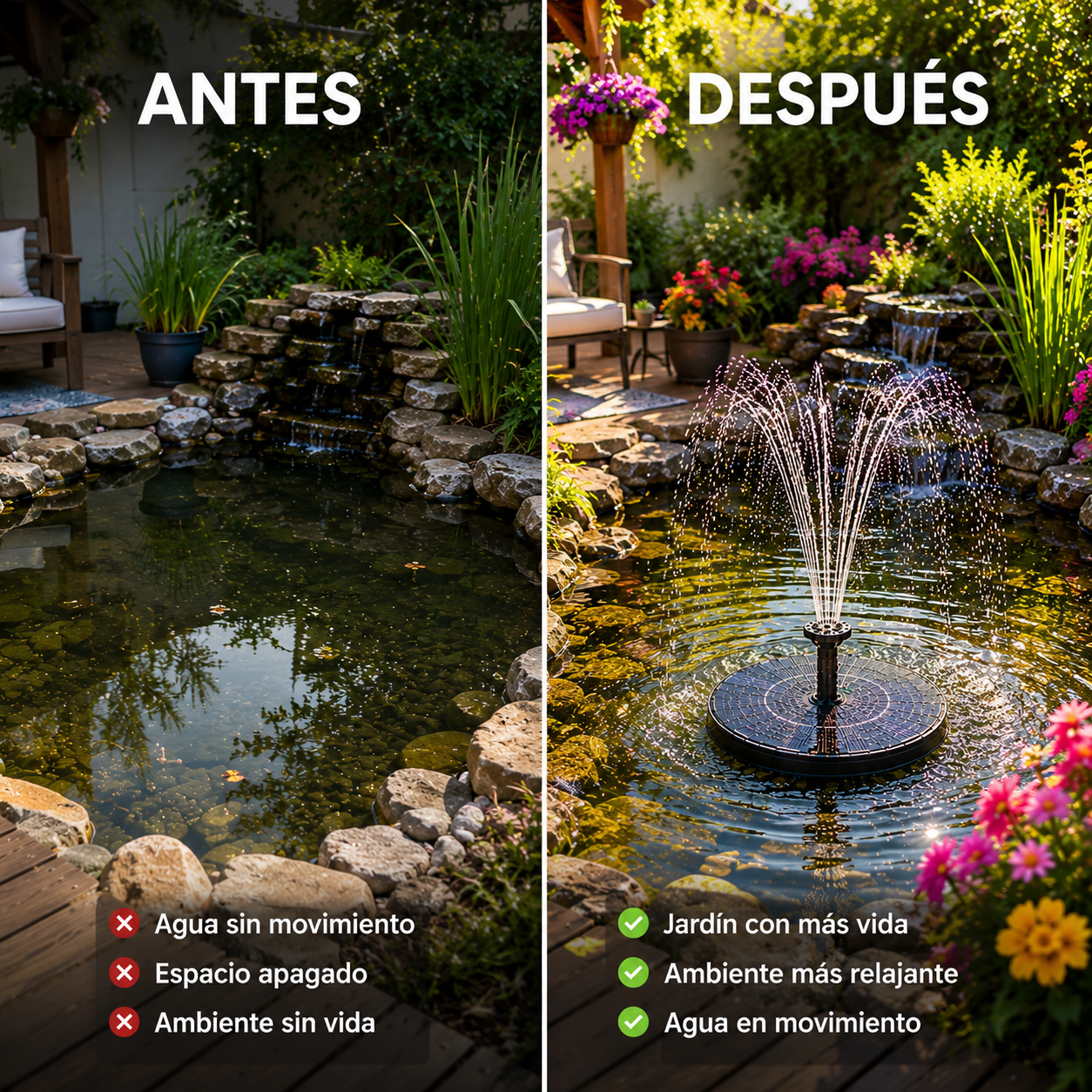 Fuente Solar Flotante PRO™ | Transforma tu jardín en un paraíso