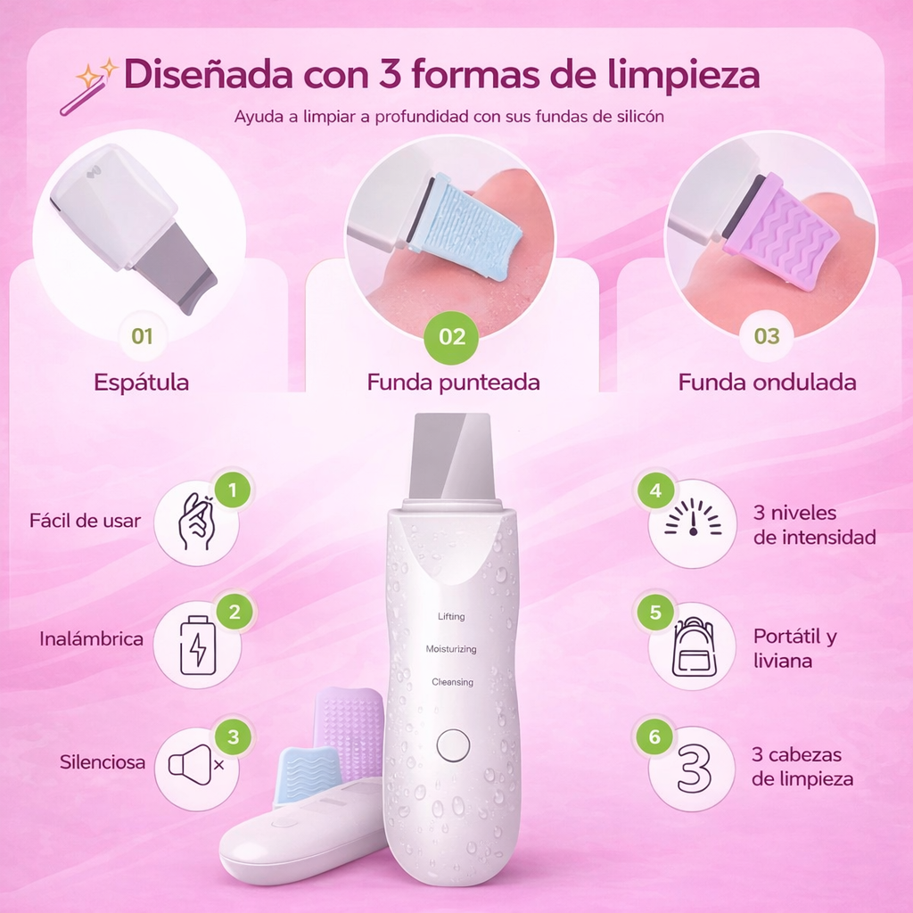 Espátula Ultrasónica Facial™ | Limpieza profunda