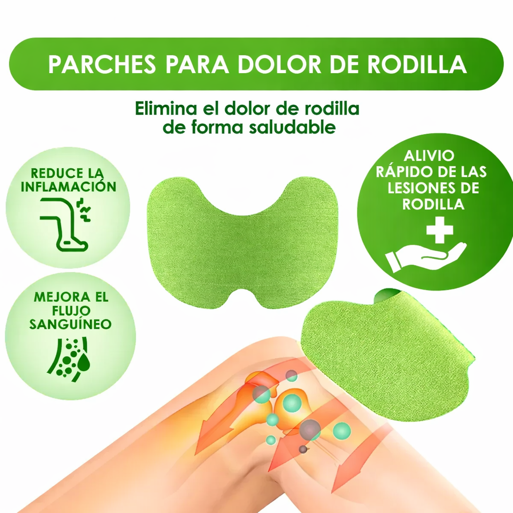 KneeRelief™ – Alivio Natural para la Rodilla (Pack 60 Parches)