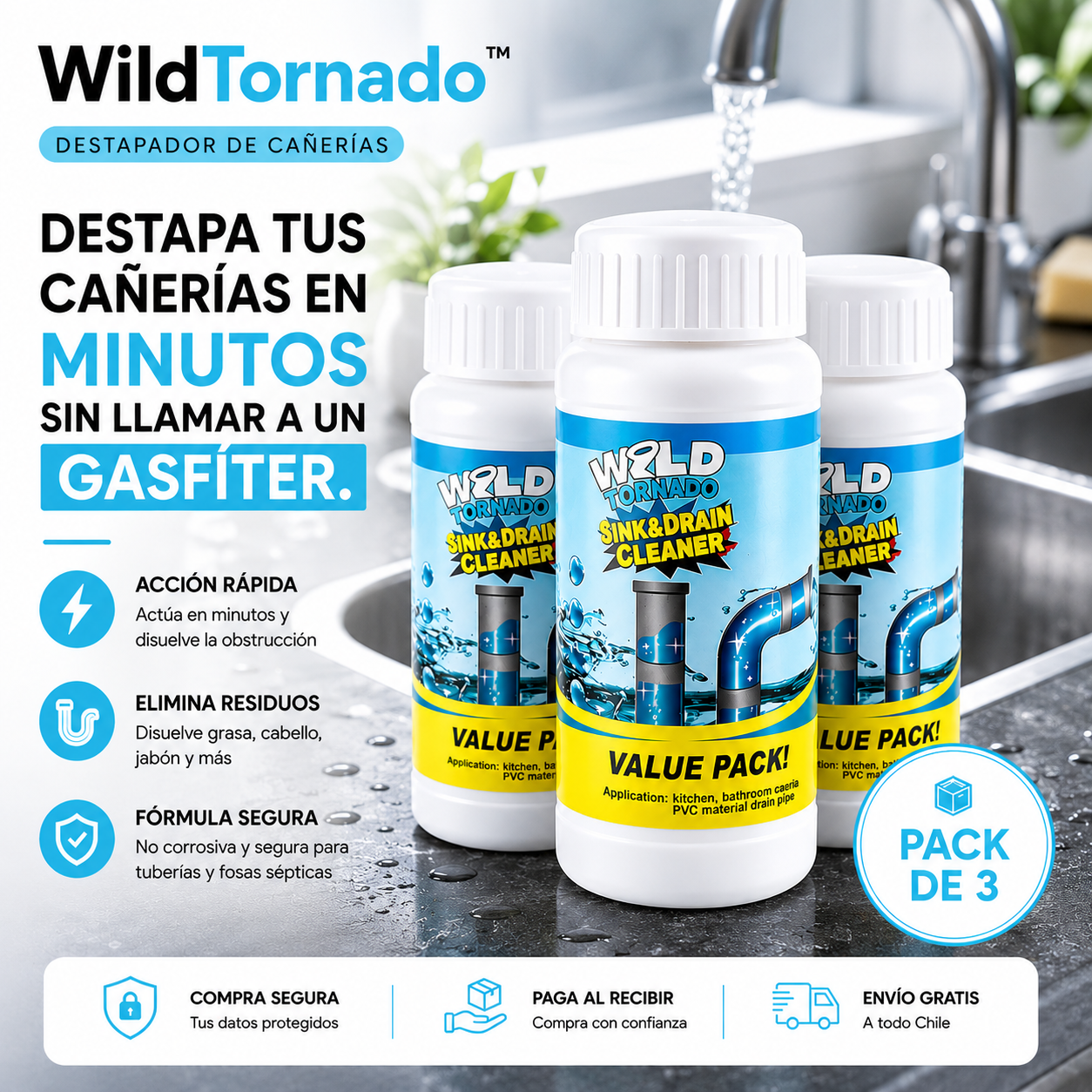 WildTornado™ | Destapa tus Cañerías Sin Gasfíter